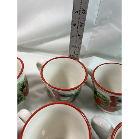 Sets/6 Ceramica Cuore Christmas Mug Red Breasted Bird & Presents Made in‎ Italy - Picture 6 of 7